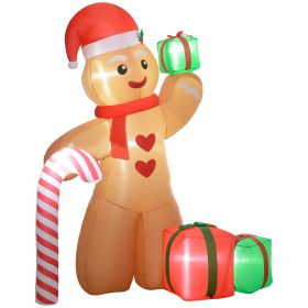 Outsunny 8FT Giant Inflatable Gingerbread Man, Christmas Blow Up Decorations with LED Lights for Indoor, Outdoor, Yard