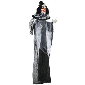 HOMCOM Classic Black and White Striped Clown Outdoor Halloween Decoration