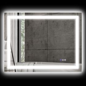HOMCOM Dimmable Bathroom Mirror with Lights, 35" x 28" Backlit/Front Lit LED Mirror, Anti-Fog, Memory, Infinite Color Temp