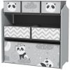 Qaba Toy Organizer with 6 Storage Bins, 25" x 12" x 26", Gray
