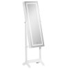 HOMCOM Lockable Jewelry Cabinet with Full-Length Mirror Adjustable White Floor Standing Organizer
