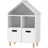 Qaba 3 Tier Kids Bookshelf with Two Drawers, for Kids Rooms, Bedroom, Nursery, White
