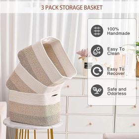 3 Pack Storage Basket, Woven Baskets for Storage, Organizer Bins Laundry Basket, Decor Basket for Toys, Towels, Books
