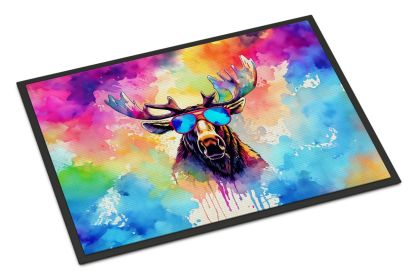 NEW Hippie Animal Moose Doormat Front Door Mat Indoor Outdoor Rugs for Entryway, Non Slip Washable Low Pile, 18H X 27W