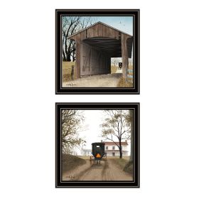 Trendy Decor 4U 2- Piece Vignette Headin' Home, Miller's Creek Bridge Black Framed Wall Art for Living Room