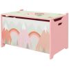 Qaba Toy Box with Lid, Toy Chest Storage Organizer for Bedroom, Pink