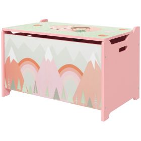 Qaba Toy Box with Lid, Toy Chest Storage Organizer for Bedroom, Pink