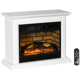 HOMCOM Electric Fireplace Heater, Freestanding Fireplace with Mantel and Dimmable Flame Effect, Space Heater with Remote Control, 1400W, White