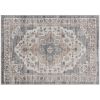 HOMCOM 5x7 Area Rug, Vintage Machine Washable Rug, Non-Slip Carpet for Living Room, Bedroom, Dining Room, Brown & Light Blue
