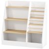Qaba 4 Tier Kids Bookshelf and Toy Storage Organizer with Book Rack, for Living Room, Kids Room, Playroom, Bedroom, White