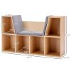 HOMCOM Kids 6-Cube Bookcase Organizer with Reading Nook, Natural Bedroom Storage with Seat Cushion, Playroom Shelf, 40.5x12x23.5