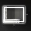 HOMCOM Dimmable Bathroom Mirror with Lights, 35" x 28" Backlit/Front Lit LED Mirror, Anti-Fog, Memory, Infinite Color Temp