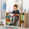 HOMCOM Kids 6-Cube Bookcase Organizer with Reading Nook, Natural Bedroom Storage with Seat Cushion, Playroom Shelf, 40.5x12x23.5