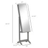 HOMCOM Lockable Jewelry Cabinet with Full-Length Mirror Floor Standing Organizer 4 Adjustable Angles Grey