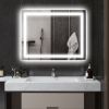 HOMCOM Dimmable Bathroom Mirror with Lights, 35" x 28" Backlit/Front Lit LED Mirror, Anti-Fog, Memory, Infinite Color Temp