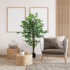 HOMCOM 5ft Artificial Tree, Indoor Fake Ficus with Pot for Home Office Living Room Decor