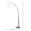 HOMCOM Contemporary Trilage Arc Floor Lamp with 3 Hanging Drum Shape Lampshade Steel Pole and Marble Round Base for Living Room Bedroom Black/White