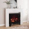 HOMCOM Fir Wood Fireplace Mantel Surround, 44.75" W x 40" H, Freestanding Electric Fireplace Stove Mantel, Distressed White
