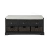 U_STYLE Homes Collection Wood Storage Bench with 3 Drawers and 3 Baskets