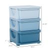 Qaba 3 Tier Kids Toy Storage Organizer with Drawers, Blue, Chest for Bedroom, Kindergarten, Living Room, for Boys and Girls