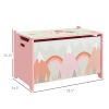 Qaba Toy Box with Lid, Toy Chest Storage Organizer for Bedroom, Pink
