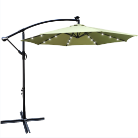 W65642335  Outdoor Dew Table Lamp Solar Umbrella 10 ft Solar Light Umbrella LED Lighting Umbrella 8 rib umbrella crank / Cross Base Lemon Green Solar (W65642335: W65642335)