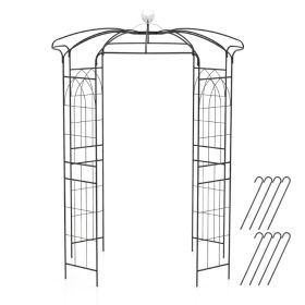Birdcage Shape Gazebo for Climbing Plants and Wedding Ceremony Decoration (Color: Black)