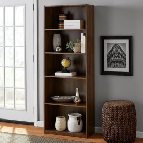 5-Shelf Bookcase with Adjustable Shelves (Color: Canyon Walnut)