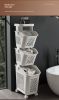 Stitched Laundry Basket Household Dirty Clothes Storage Basket Bathroom Partition Floor to Floor Shelf Narrow